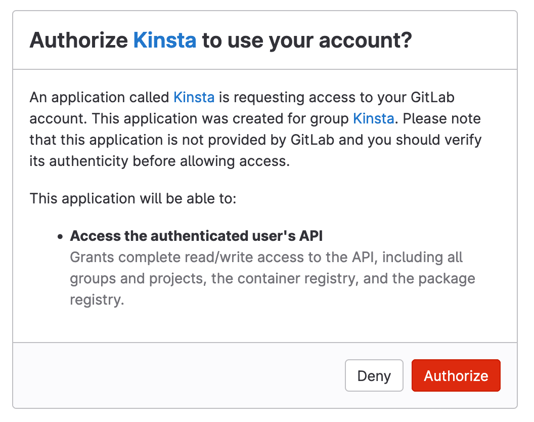 Authorize Sevalla to connect to your GitLab account.